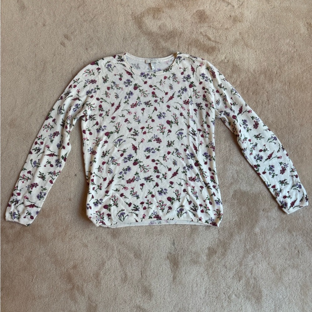 Joie Floral Crew Cashmere Sweater